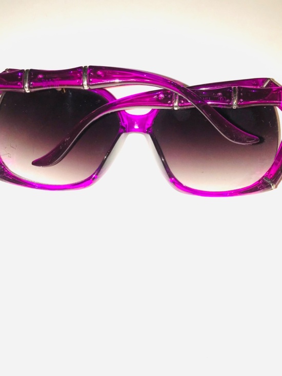 Purple Retro Cyber Sunglasses Silver Notch Detail Black Lens Oval Circle Y2K